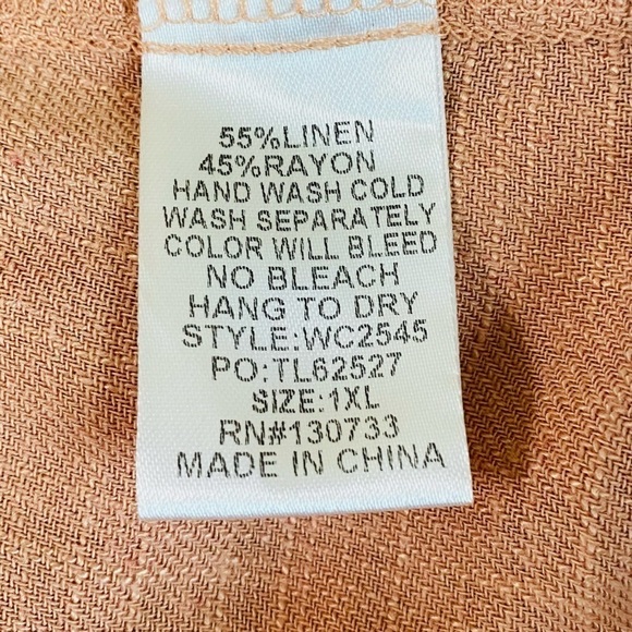 Umgee Plus Size 1X Rose Pink Linen Blend Hi Low V Neck Frayed Hems Tunic - Picture 8 of 9